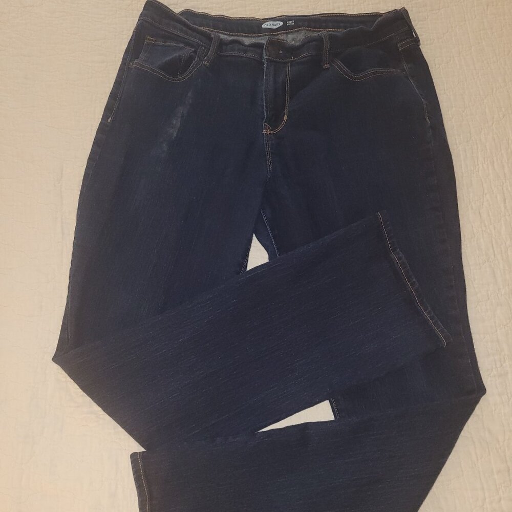 Old Navy Women’s Famous Jeans Dark Wash Mid-Rise Curvy Boot-Cut Stretch Size 14